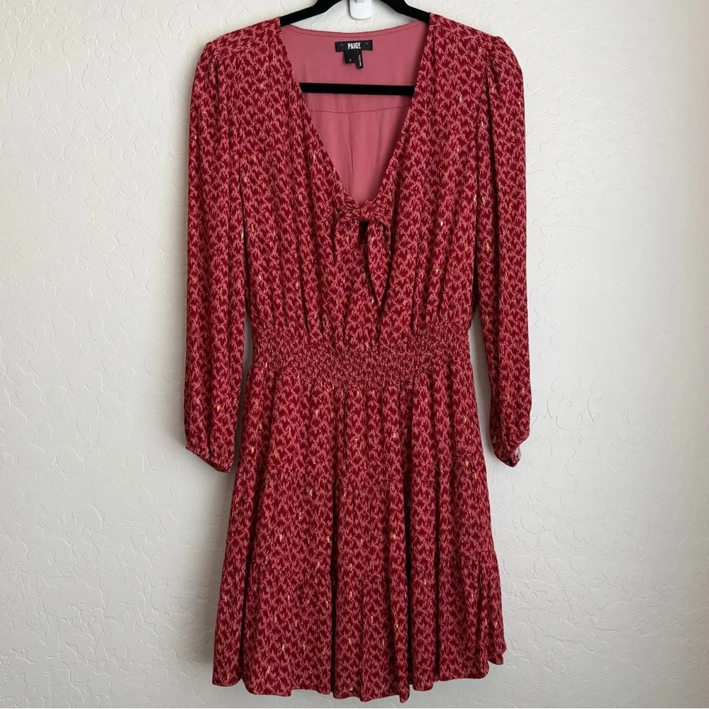 Paige Women's Sandee 3/4 Sleeve A-Line‎ Ruffle Hem Dress Papaya Multi Small